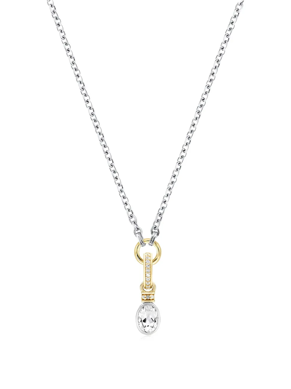 V By Laura Vann Crystal-embellished Rhodium-plated Necklace In Metallic