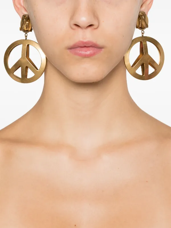 Moschino Peace Sign clip-on Earrings | Gold | FARFETCH