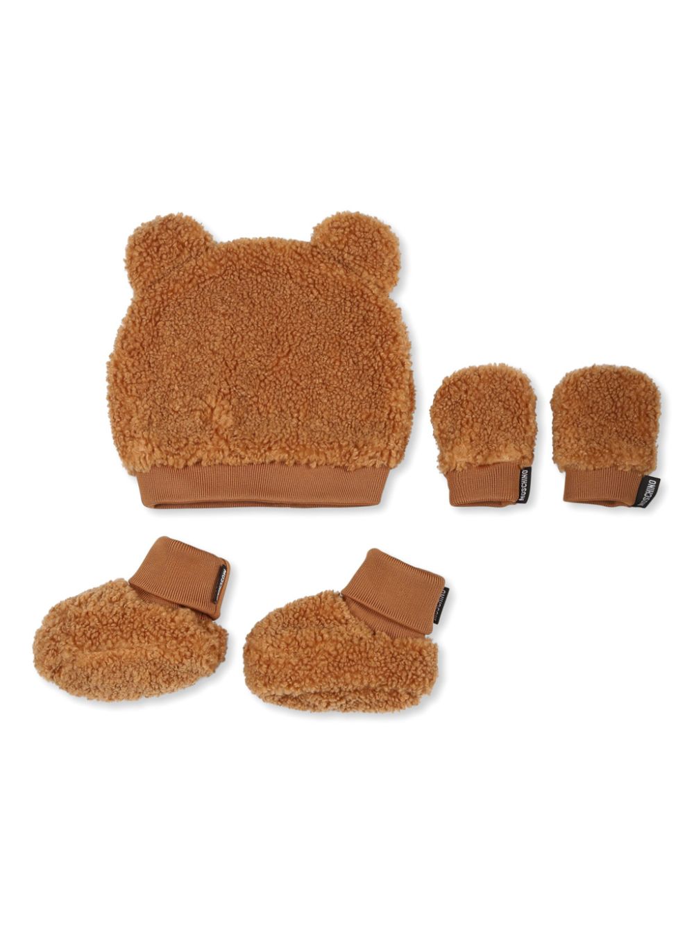 Moschino Kids logo-patch hat and gloves set - Bruin