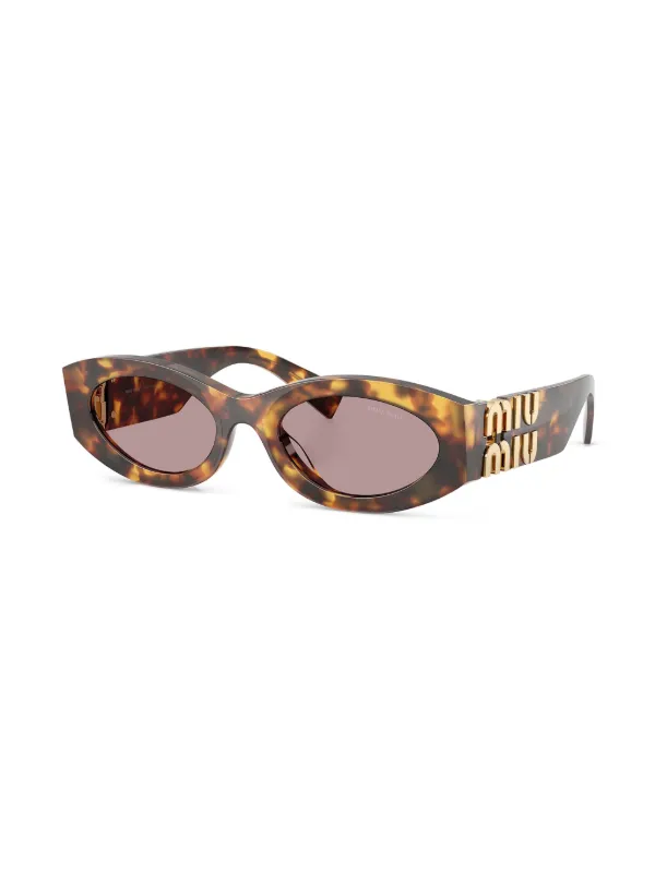 Miu Miu Eyewear ロゴ サングラス | ブラウン | FARFETCH JP