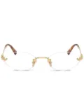 Miu Miu Eyewear logo-plaque round-frame glasses - Gold