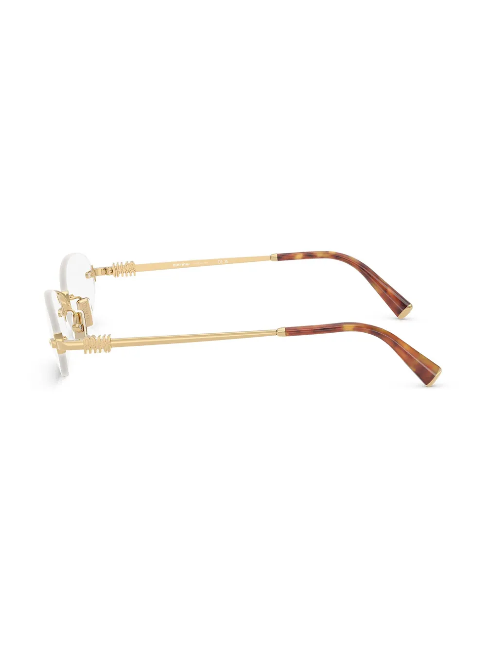 Miu Eyewear Bril met rond montuur en logoplakkaat Gold