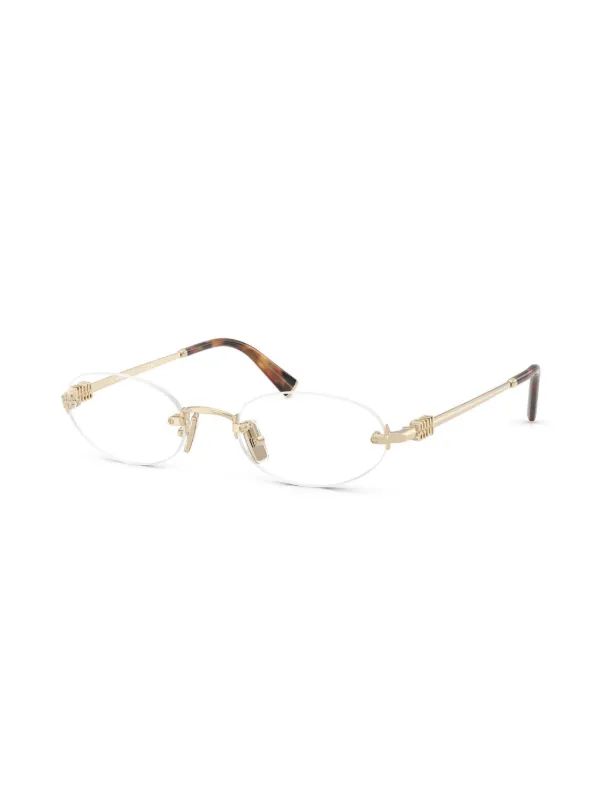 【祝開店！大放出セール開催中】 Glasses oval-frame Eyewear Miu Miu | FARFETCH | Gold その他
