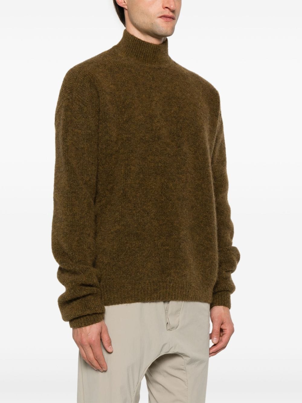 Shop Rick Owens Mock-neck Sweater In Brown