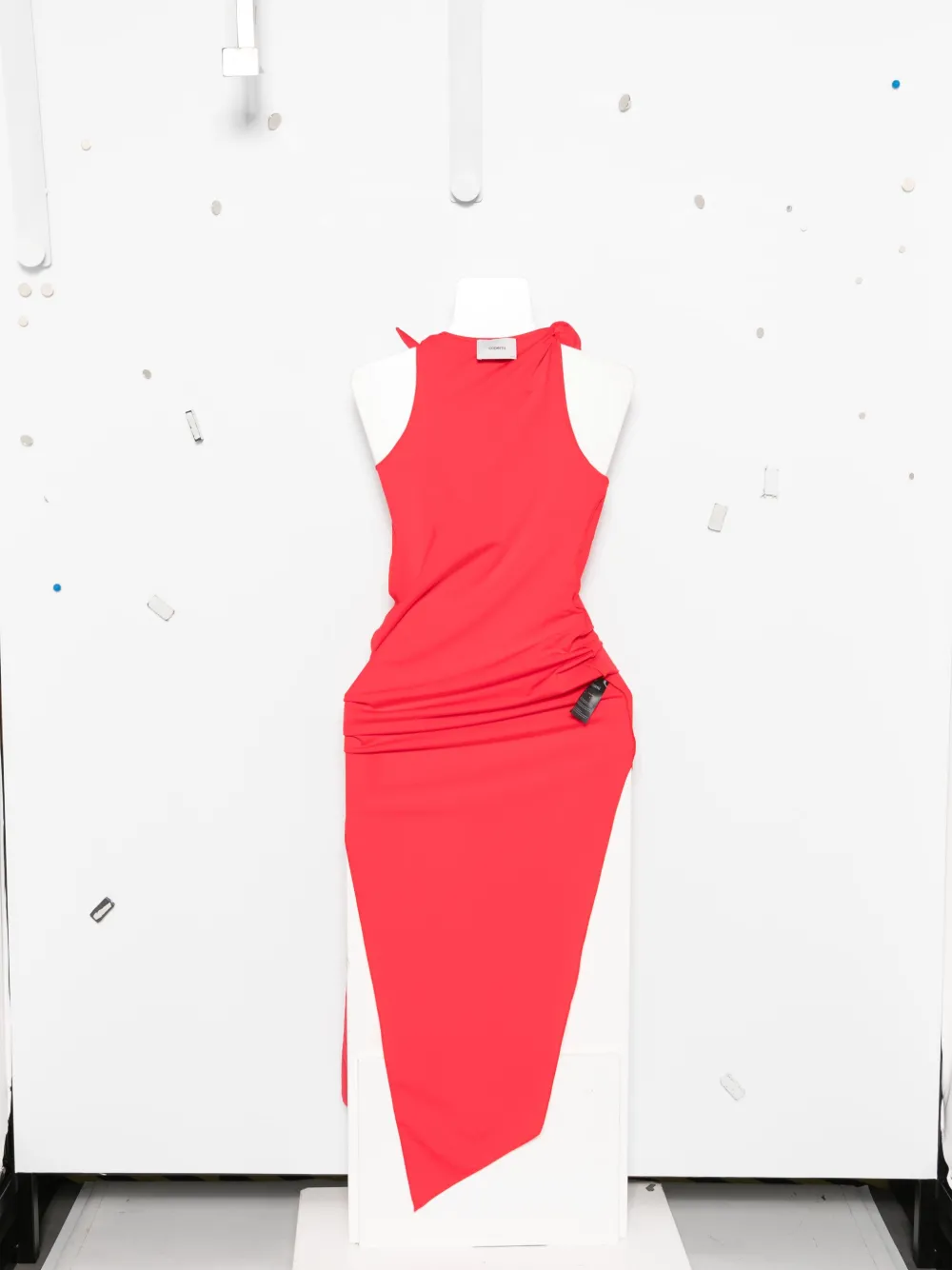 Coperni Red Asymmetric Flower Maxi Dress In Red