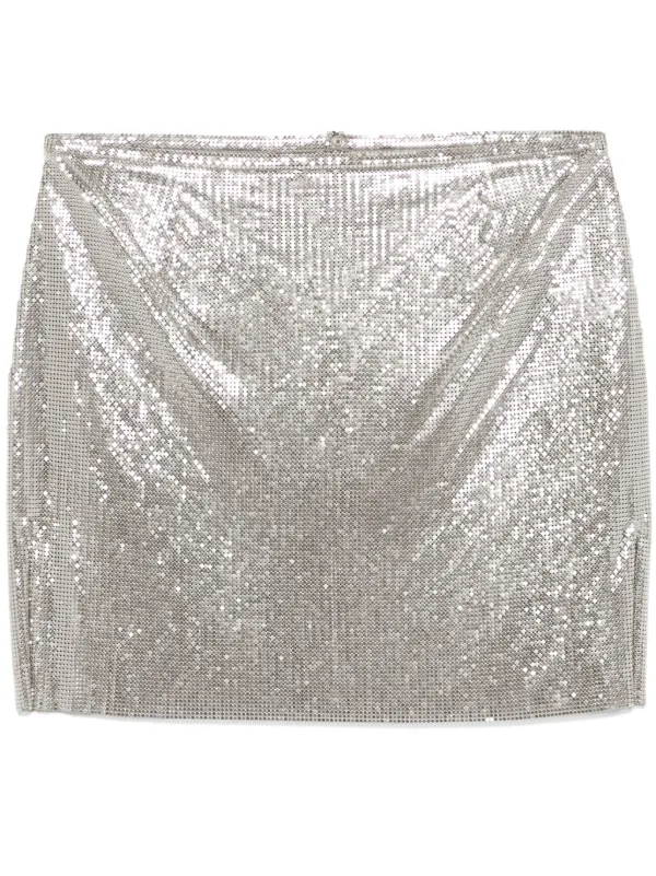 Rabanne Mini Skirt in Mesh in Grey