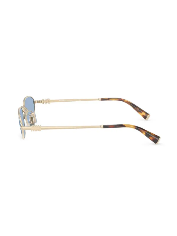 Miu Miu Eyewear Óculos De Sol Com Logo | Dourado | FARFETCH BR