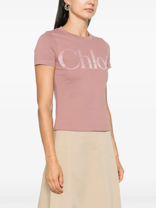 Tシャツ・カットソー Chloe Pink Cotton T-Shirt With Logo Chloé - Girls Pink Cotton Logo T-Shirt | Childrensalon Outlet