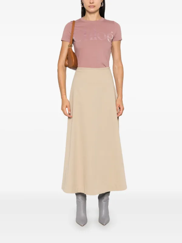 Chloé flocked-logo T-shirt | Pink | FARFETCH CA