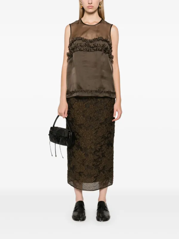 【Cecilie Bahnsen】ORIETTA TOP Cecilie Bahnsen Orietta Blouse | Brown | FARFETCH