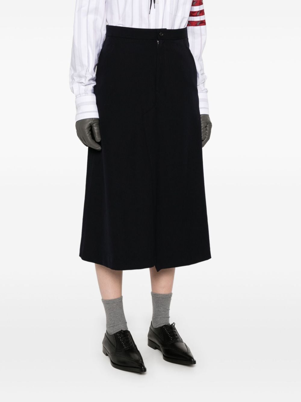 Shop Comme Des Garçons Comme Des Garçons Wool Midi Skirt In Blue