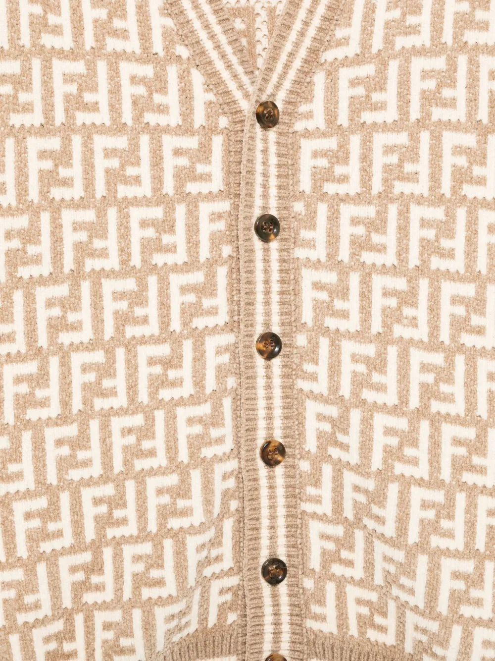 Fendi Kids Vest met FF-jacquard Beige