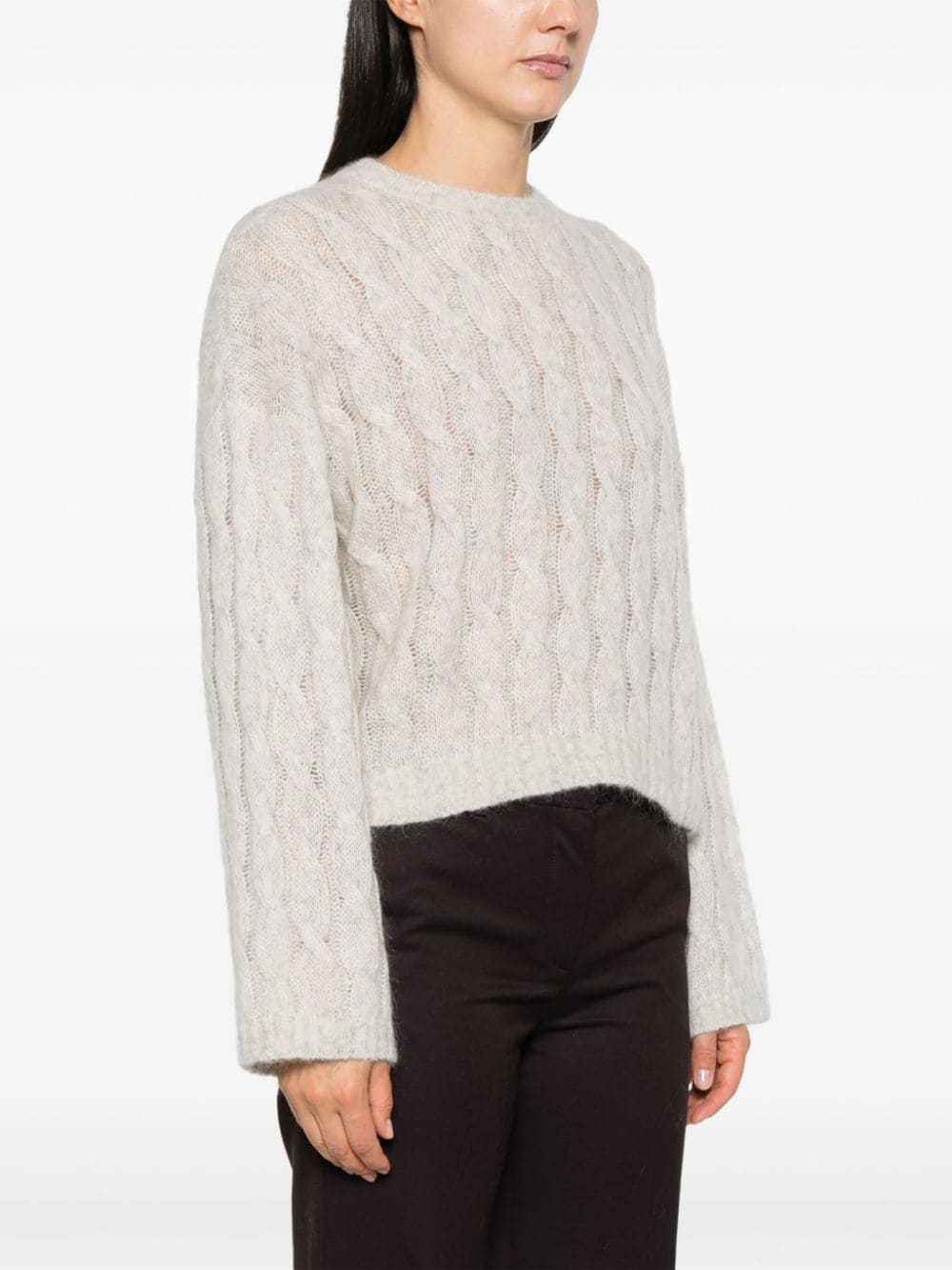 Shop Brunello Cucinelli Cable-knit Sweater In Grey