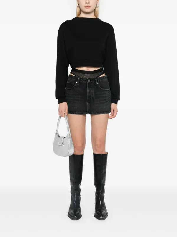 Alexander Wang Crystal Denim Mini Skirt | Black | FARFETCH Alexander Wang Crystal Denim Mini Skirt | Black | FARFETCH