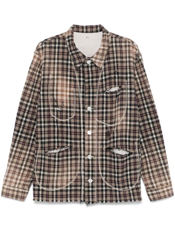 KHOKI check-pattern Shirt | Brown | FARFETCH AO