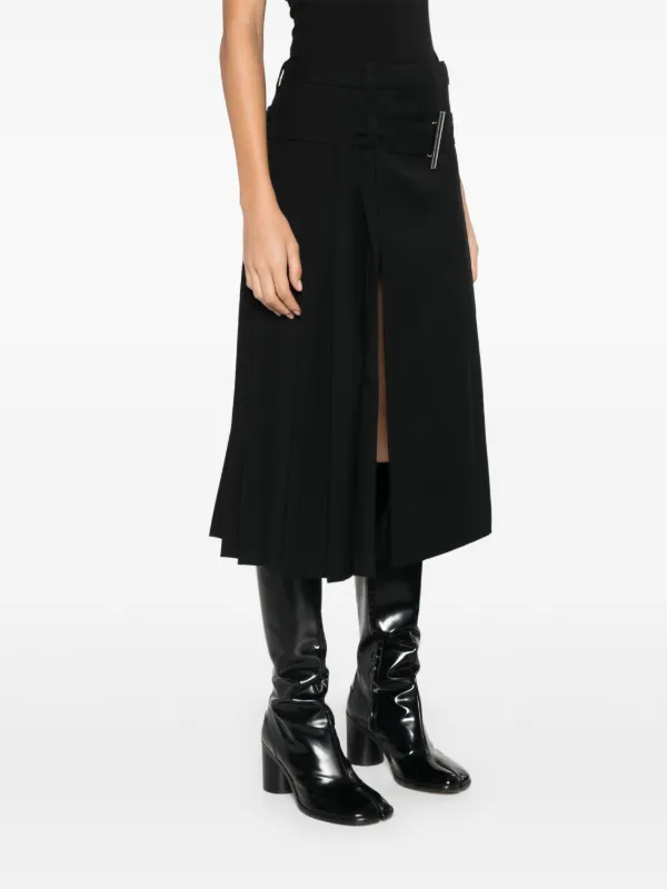 Alexander McQueen Pleated Midi Skirt | Black | FARFETCH
