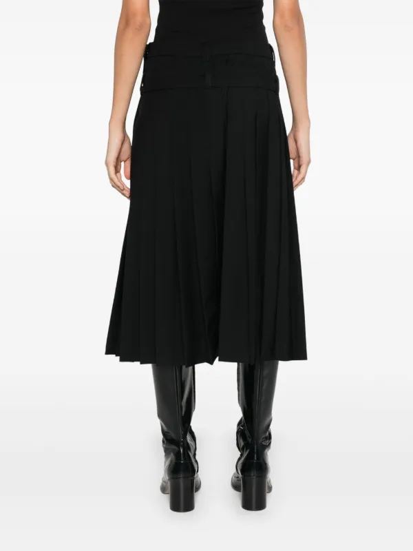 Alexander McQueen Pleated Midi Skirt | Black | FARFETCH