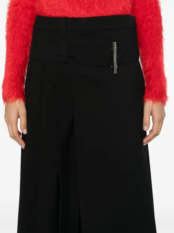 【送料&関税込】Alexander McQueen Black Skirt Black Silk-chiffon and lace-trimmed wool mini skirt