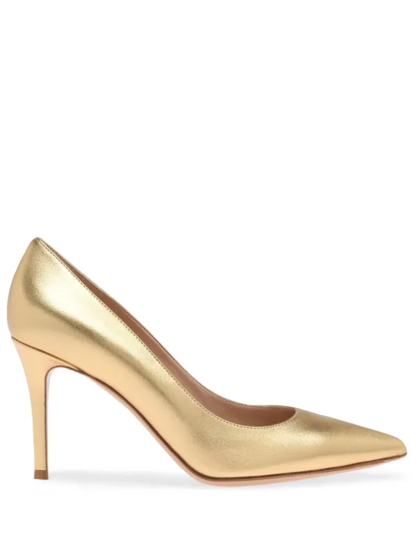 Gianvito Rossi 85mm Leather Pumps | Gold | FARFETCH