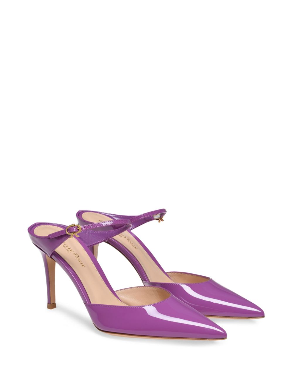 Shop Gianvito Rossi 95mm Patent Finish Mules In Purple