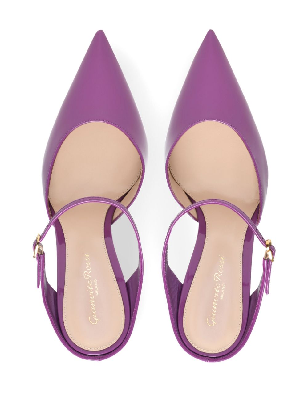 Shop Gianvito Rossi 95mm Patent Finish Mules In Purple