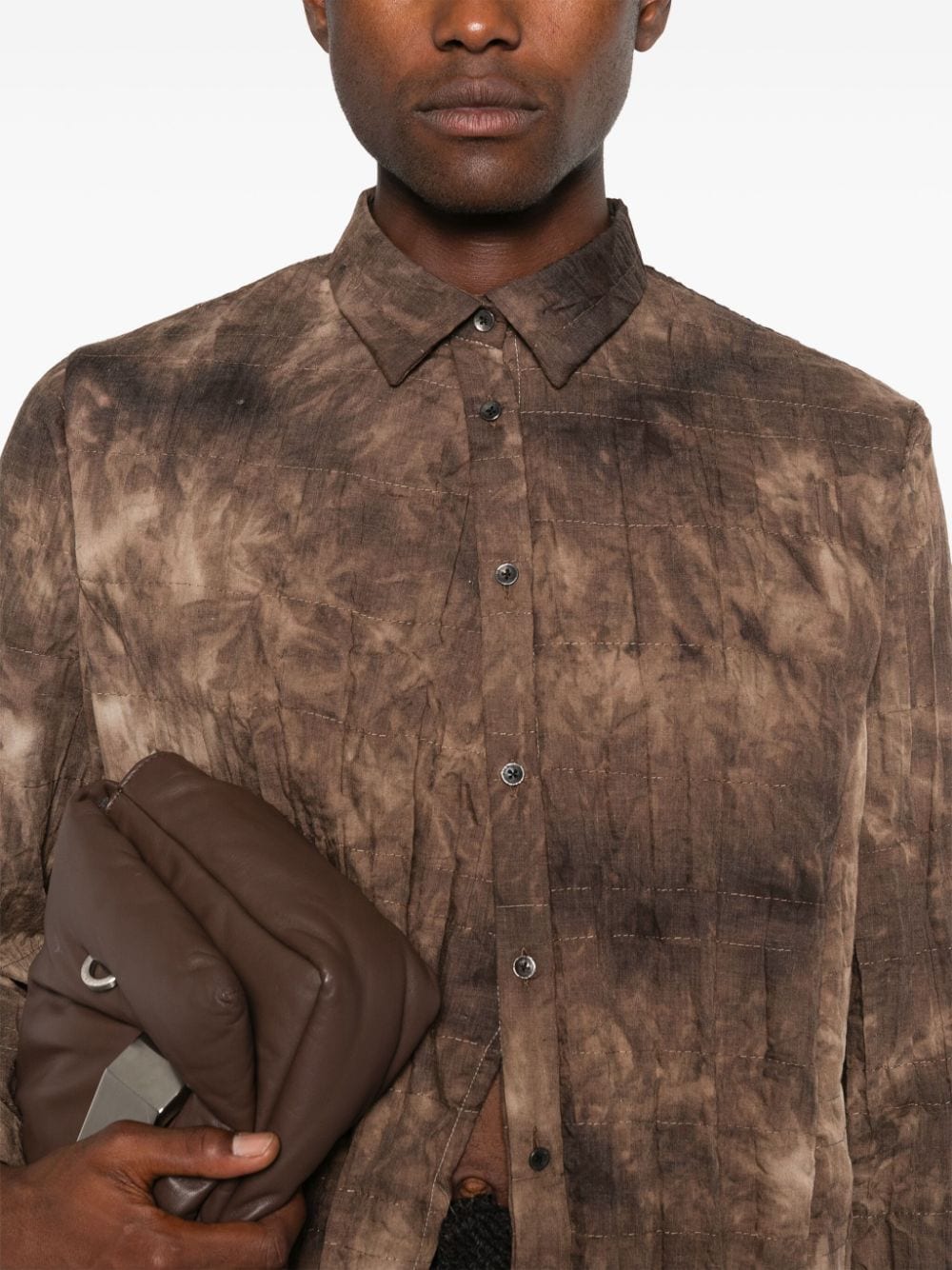 Shop Chiahung Su Tie-dye Shirt In Brown