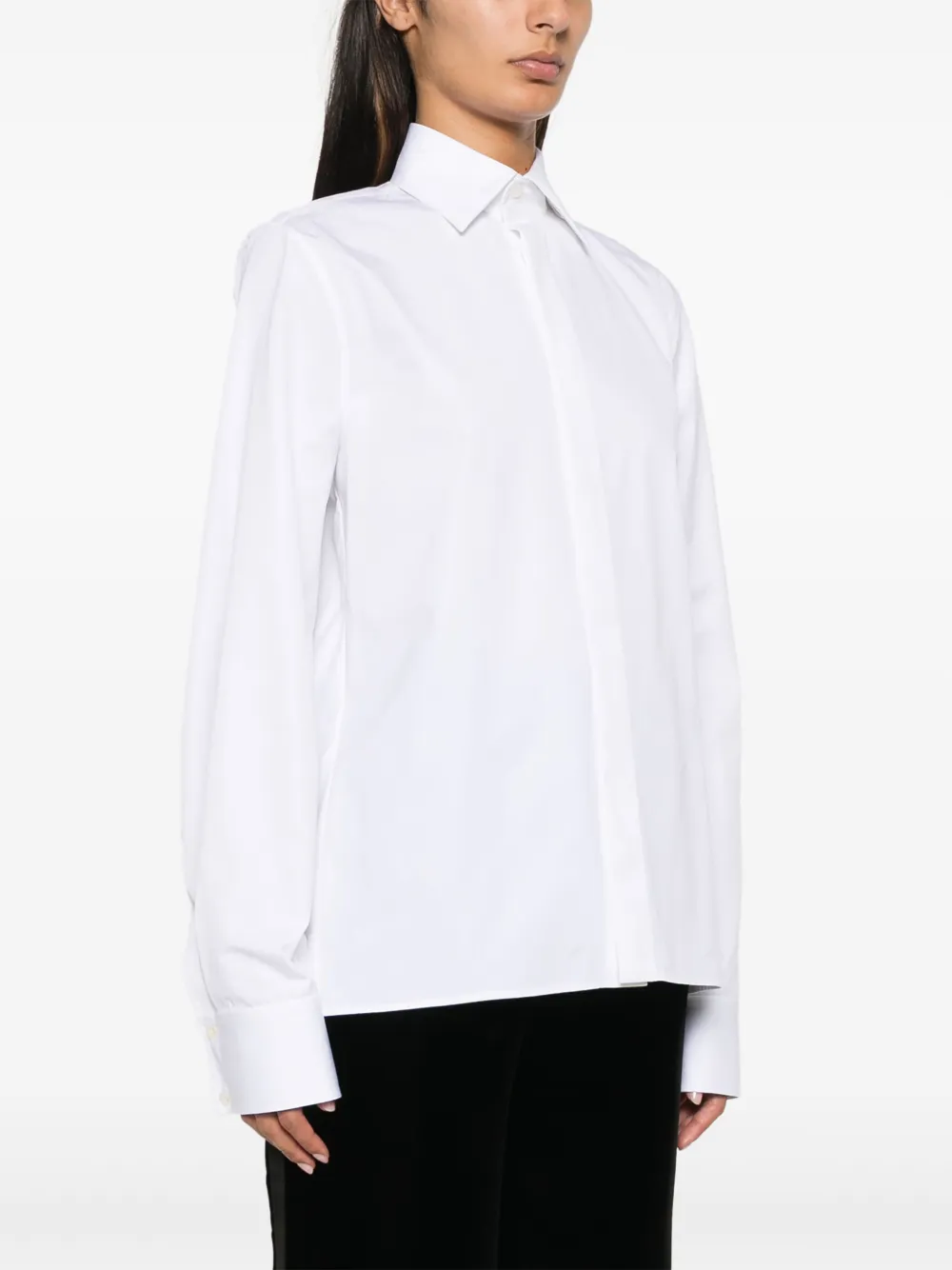 Shop Saint Laurent Cassandre-embroidered Shirt In White