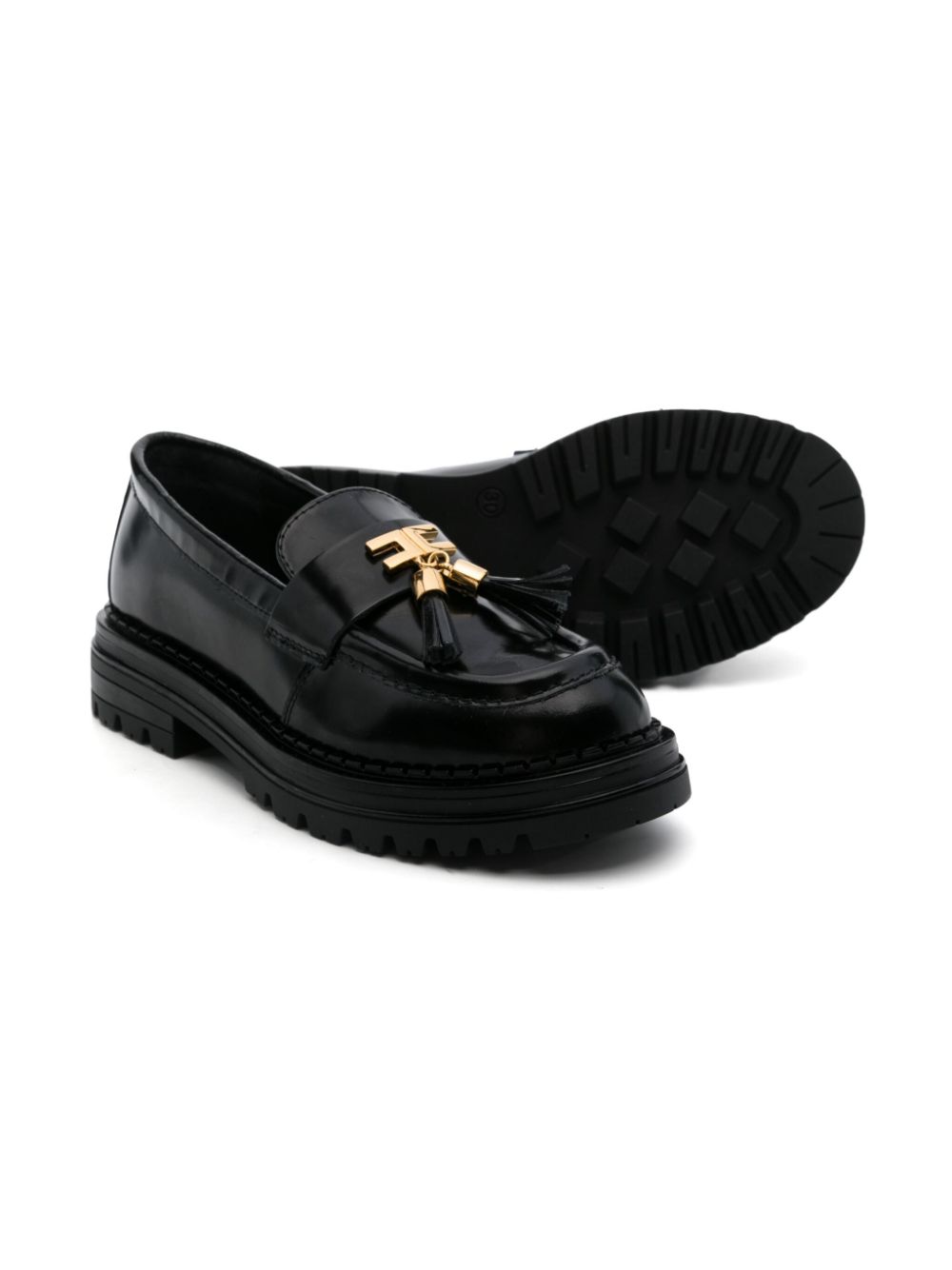 Elisabetta Franchi La Mia Bambina logo-plaque loafers - Zwart