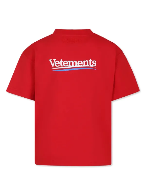 完売必至【ヴェトモン】ロゴ 半袖Ｔシャツ コットン レッド VETEMENTS ロゴ Tシャツ | レッド | FARFETCH JP