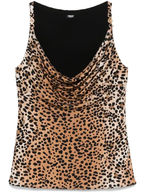 Versace leopard-print cowl-neck top