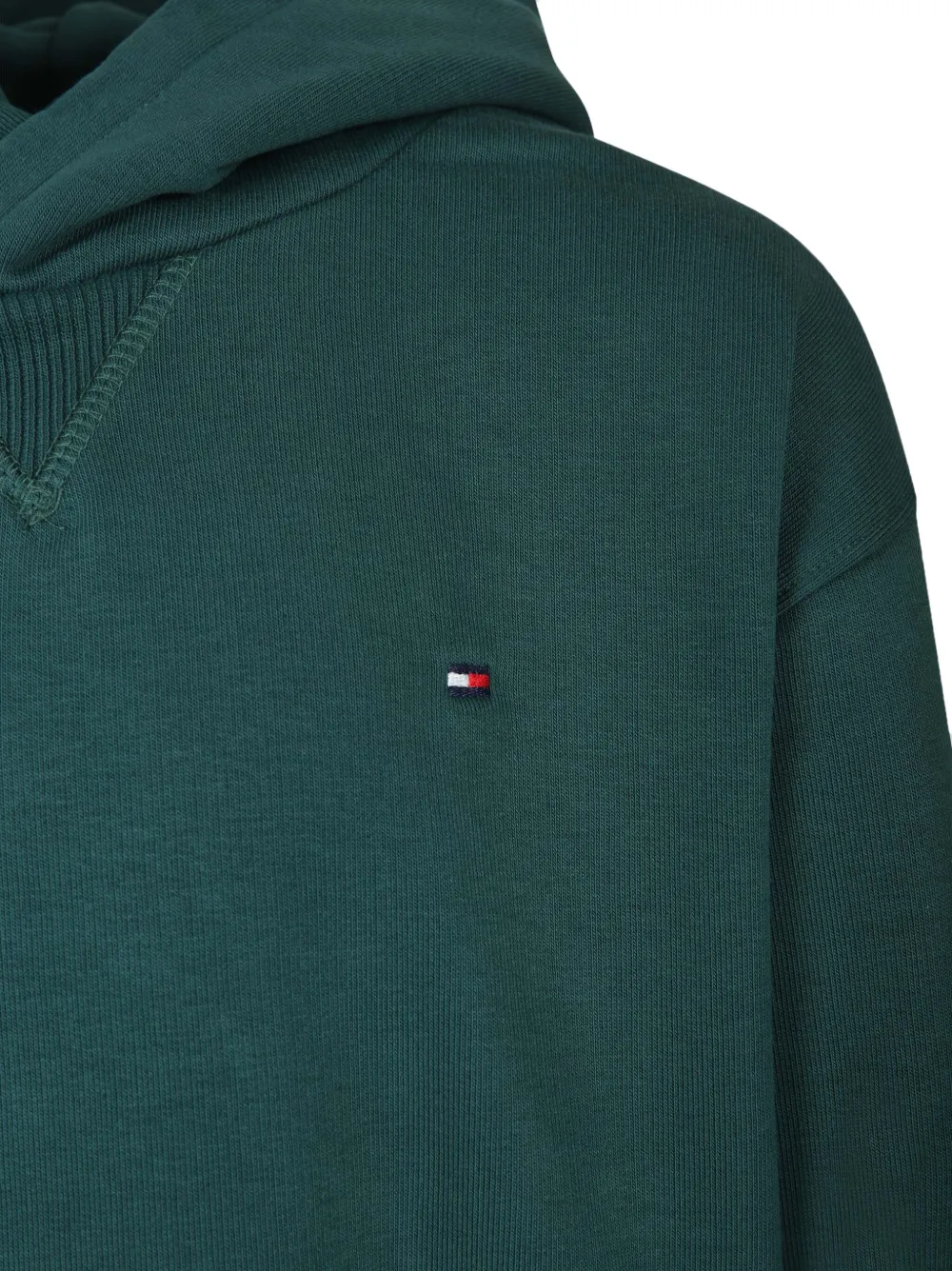 Tommy Hilfiger Junior Hoodie met geborduurd logo en geribbelde zoom Groen