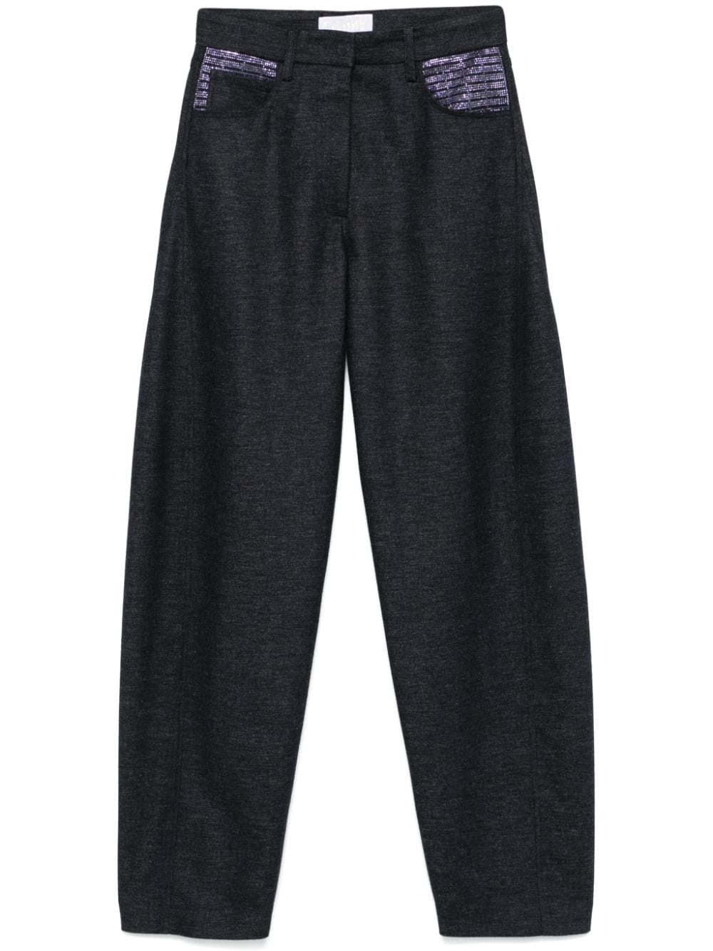 Shop Genny Mélange-effect Trousers In Blue