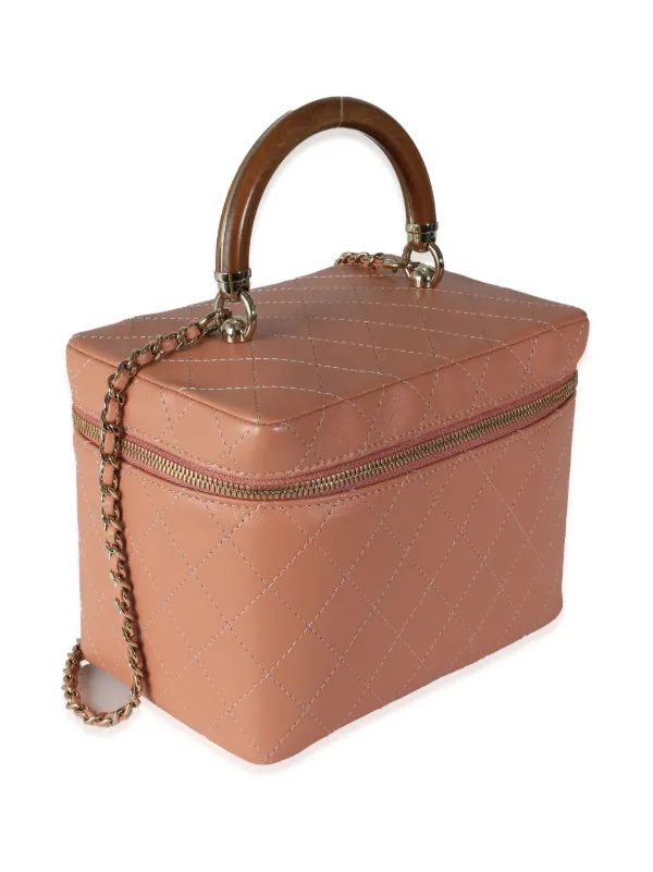 CHANEL BEAUTE バニティケース ラタン調 CHANEL Pre-Owned 2018-2019 Knock On Wood Vanity Handbag | Pink