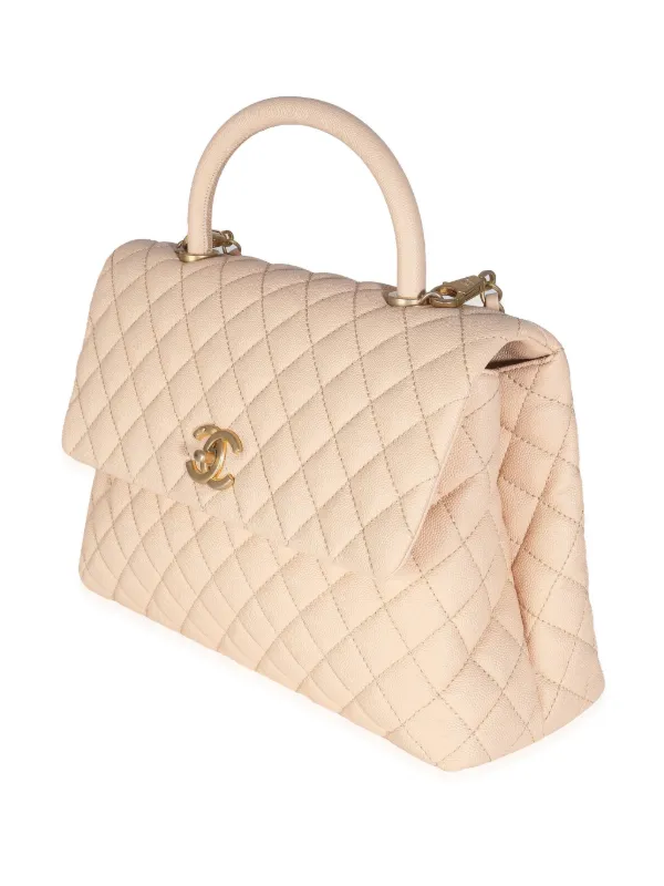 CHANEL Pre-Owned 2017-2018 Medium Coco Top Handle Bag Neutrals