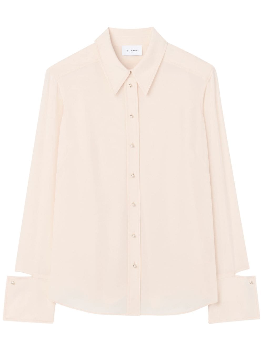 Shop St John Crepe De Chine Silk Blouse In Neutrals