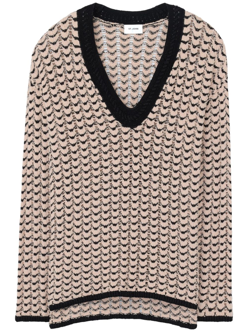 Shop St John Chevron-knit Jumper In White