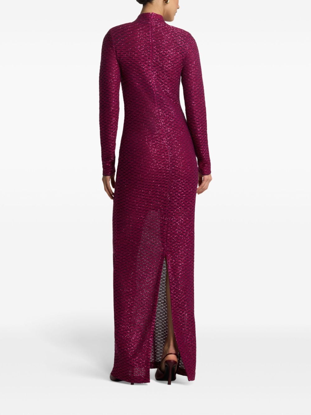 Shop St John Sequined Mesh Gown In Pink