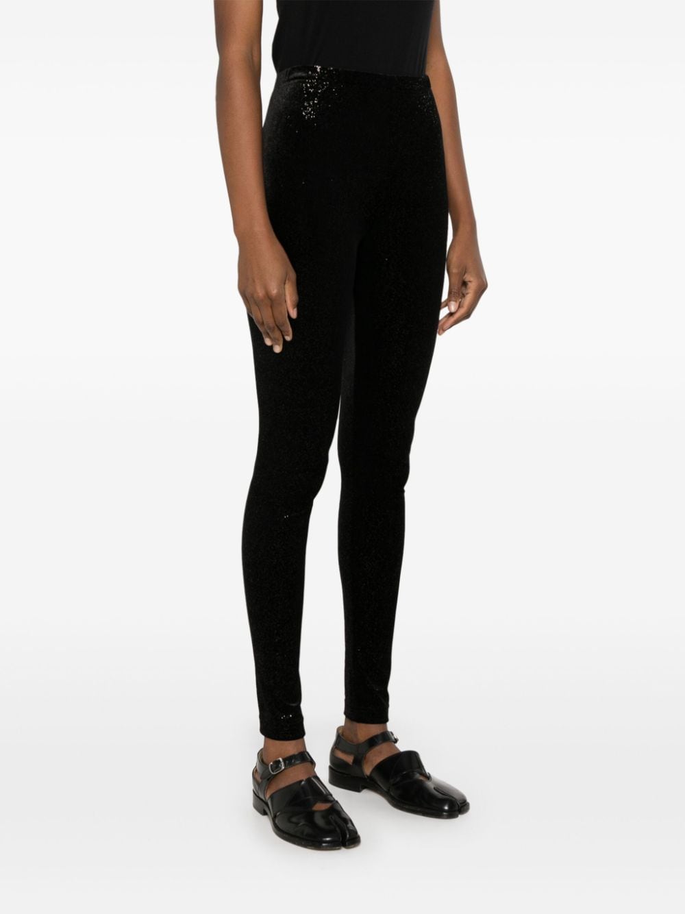 Shop Junya Watanabe Glitter Leggings In Black