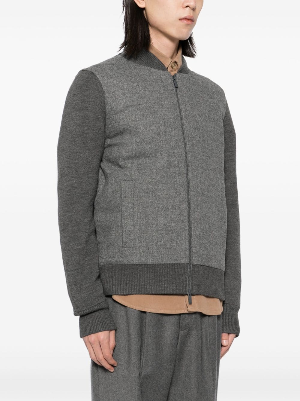 Shop Hugo Boss Zip-up Bomber Jacket In Grey