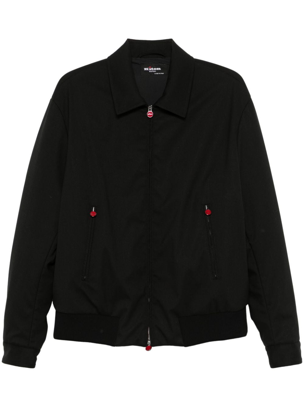 Shop Kiton Padded Bomber Jacket In Black