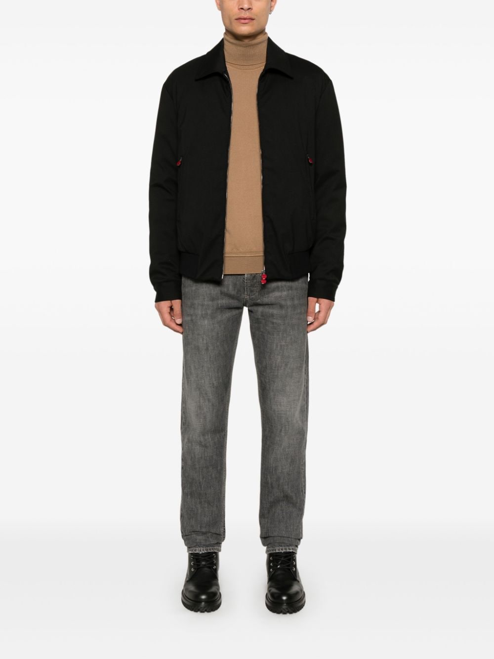 Shop Kiton Padded Bomber Jacket In Black