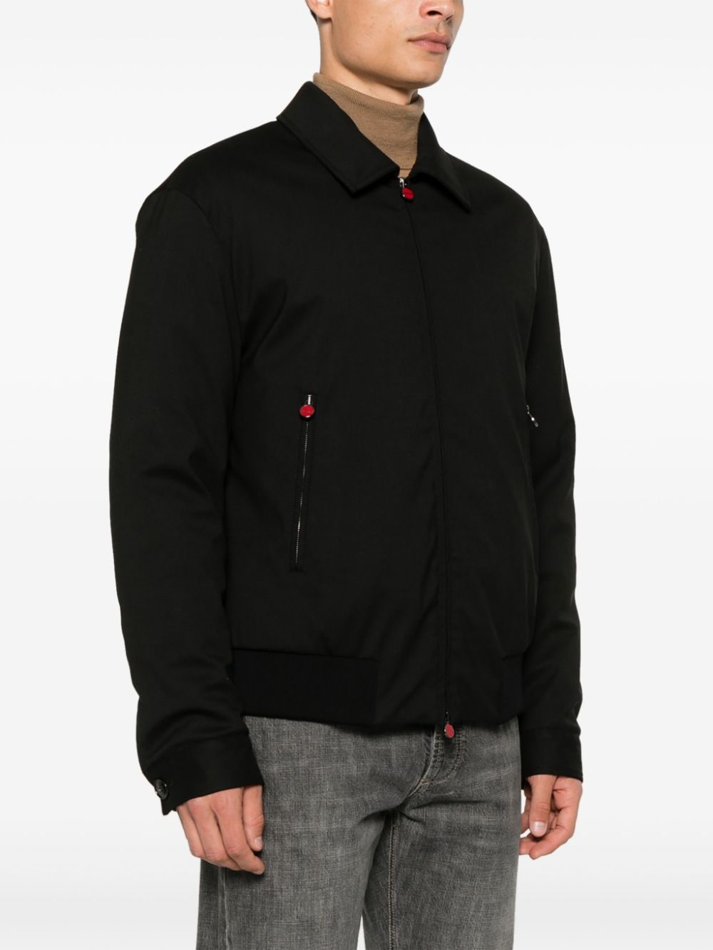 Shop Kiton Padded Bomber Jacket In Black