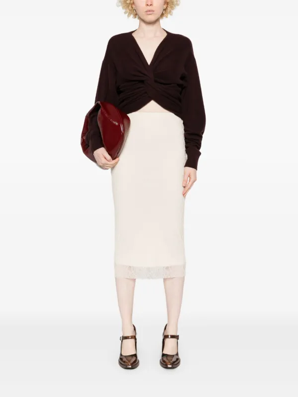 Philosophy Di Lorenzo Serafini floral lace Pencil Skirt Neutrals FARFETCH AU