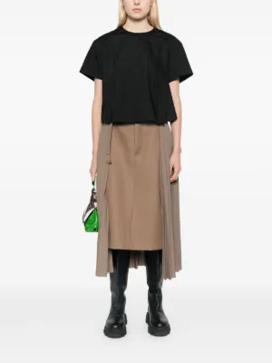 Sacai アシンメトリックプリーツスカート ネオンイエロー　カットソーセット Sacai アシンメトリックプリーツスカート ネオンイエロー