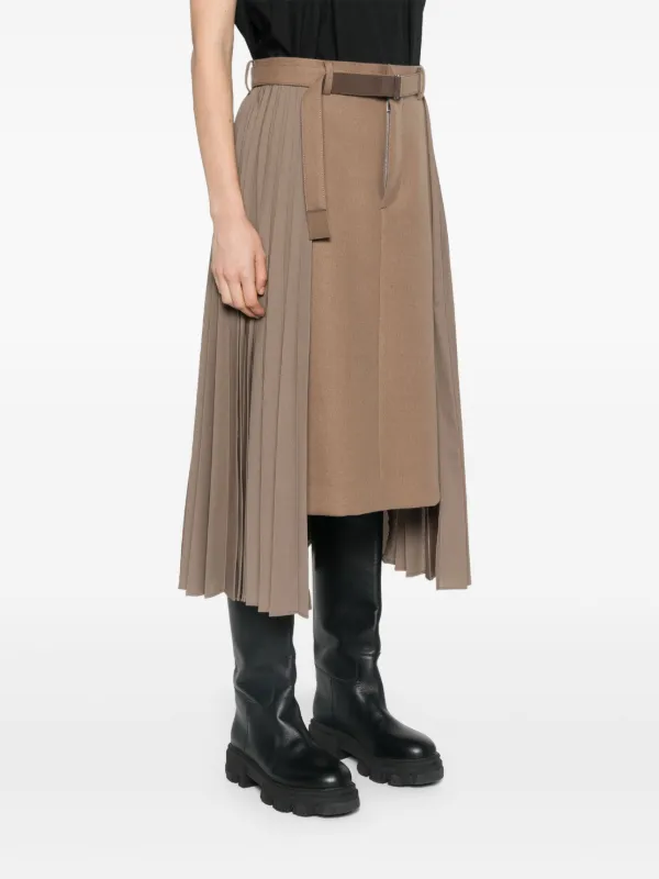 sacai タイトプリーツスカート Sacai プリーツスカート | グリーン | FARFETCH JP