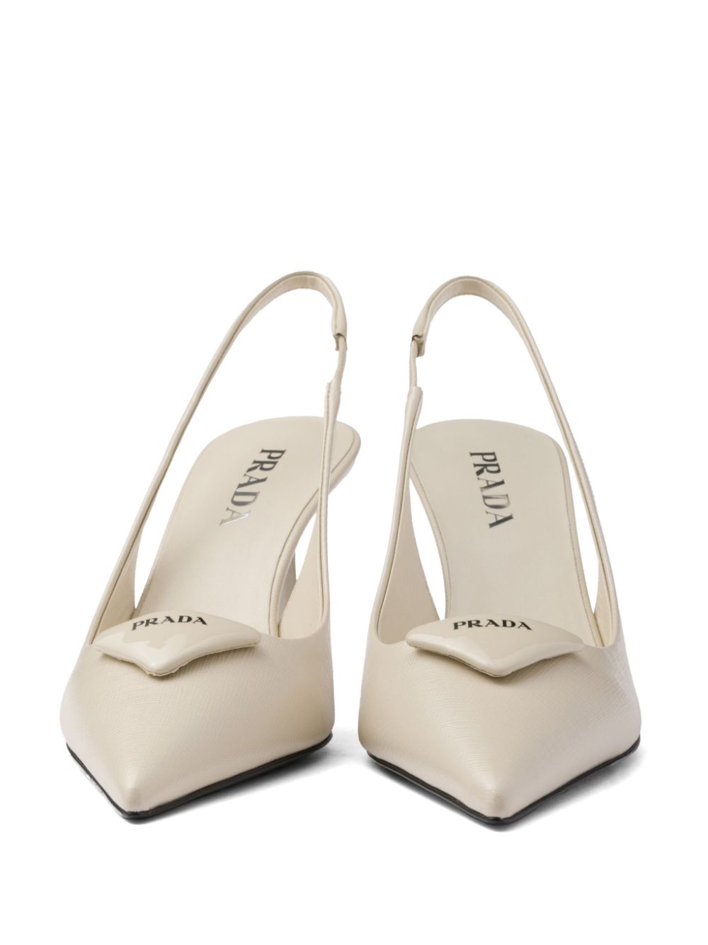 Prada 75mm Saffiano leather slingback pumps Neutrals