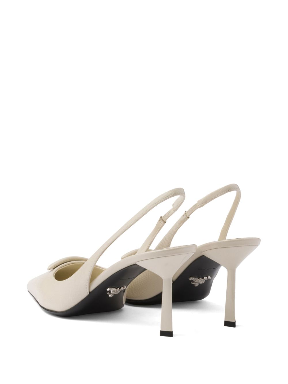 Prada 75mm Saffiano leather slingback pumps Neutrals