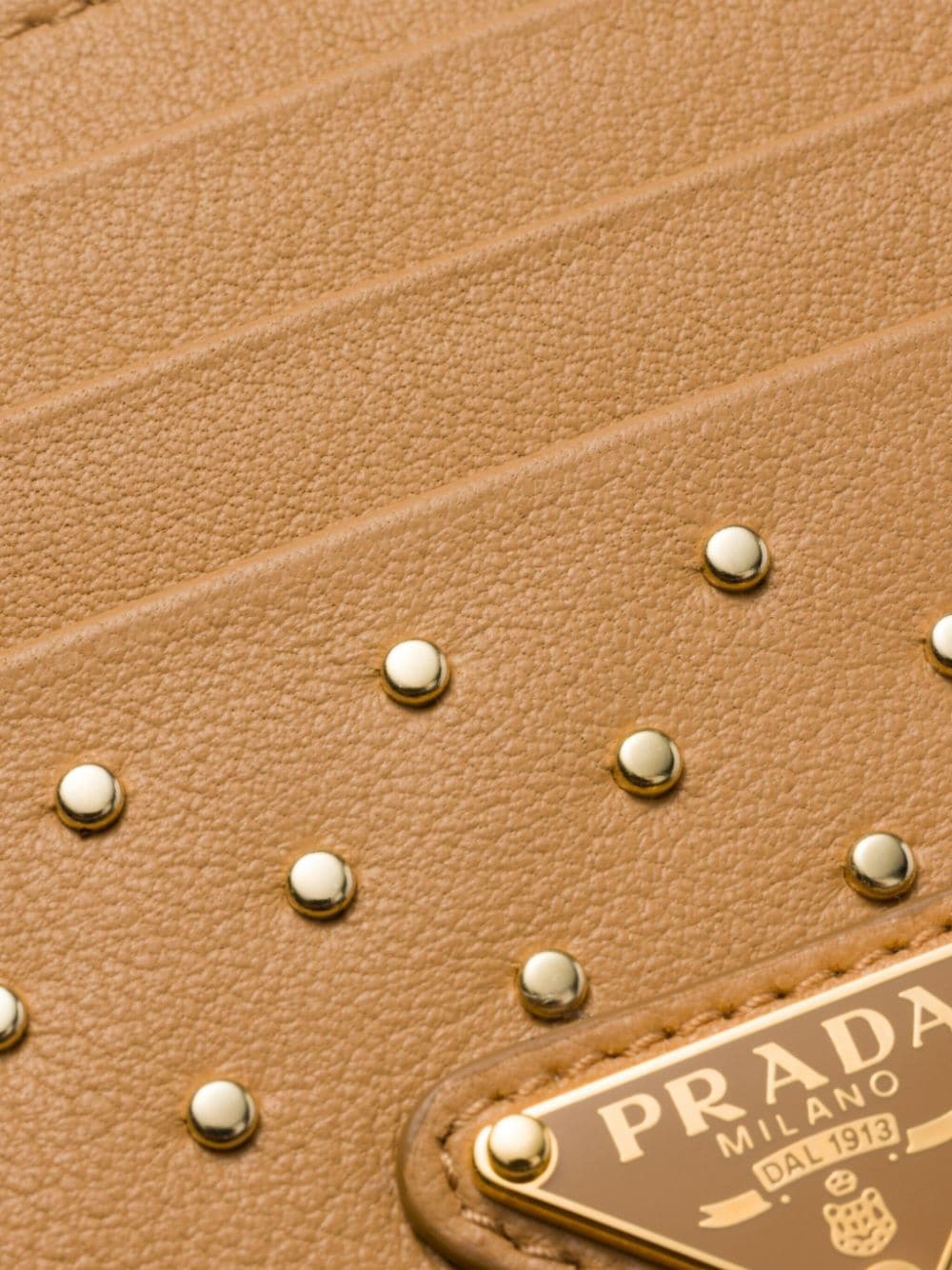 Shop Prada Studded Card Holder In Neutrals