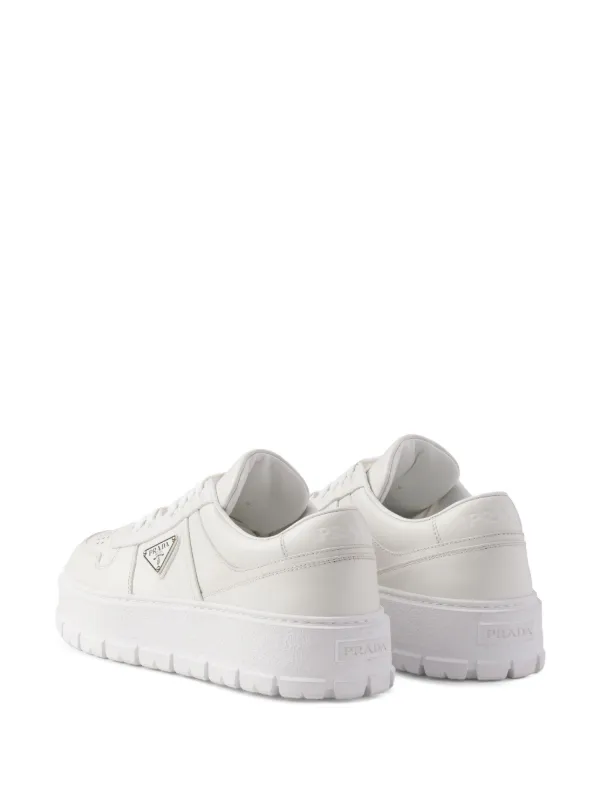 【関税&送料込】Prada White Leather Sneakers Prada Leather Sneakers | White | FARFETCH