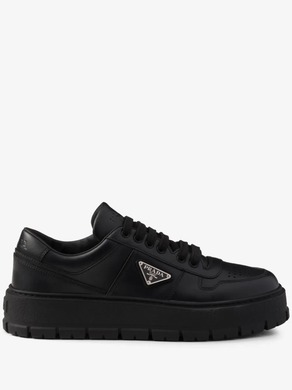 Prada 皮质运动鞋 | 黑色 | Image 1
